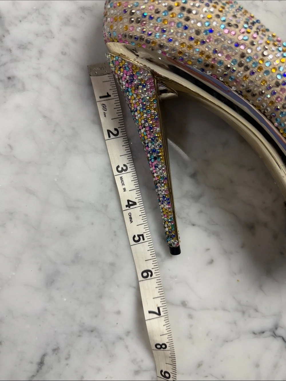 Gianmarco Lorenzi Discoball Gold Swarovski Crystal Platform Stiletto Size 11